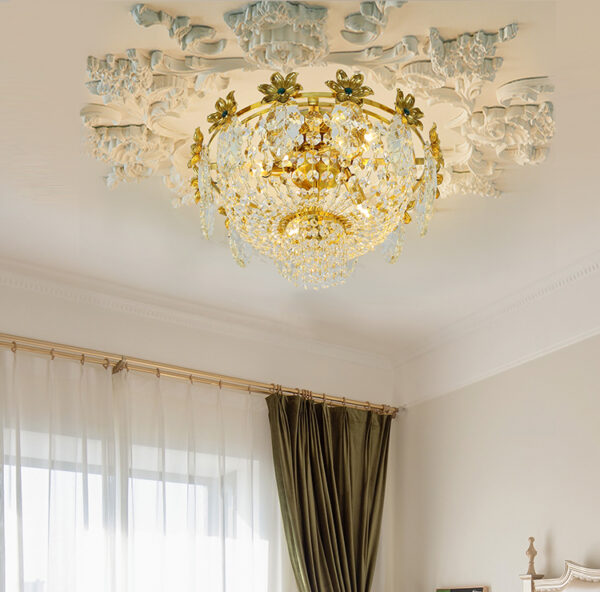 French Antique Crystal Ceiling Lamp