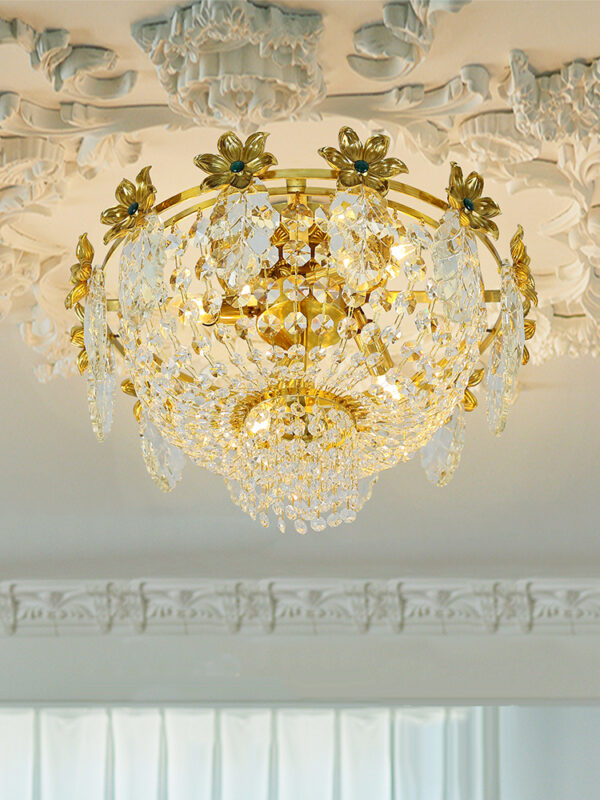 French Antique Crystal Ceiling Lamp